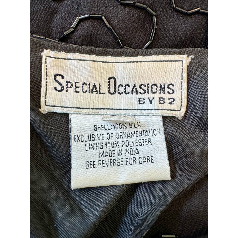 Vintage Black & Gold Sequined Beaded Short Sleeve Cocktail Party Dress Size 2X - Picture 9 of 10